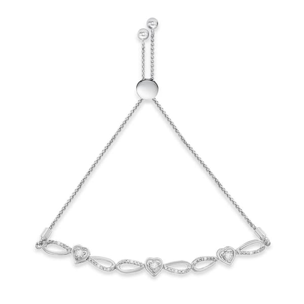 Diamond Classics&#8482; Sterling Silver Triple Heart Bolo Bracelet