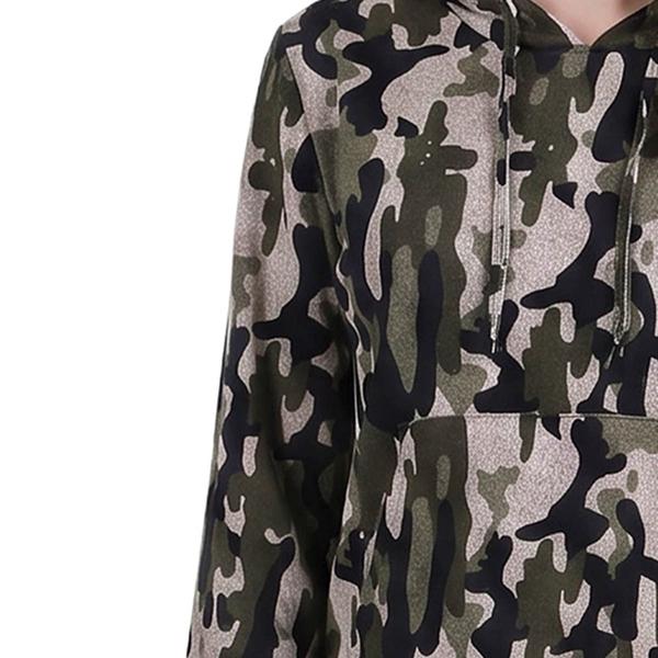 Petite NY Collection Long Sleeve Hooded Camo Jogger Set