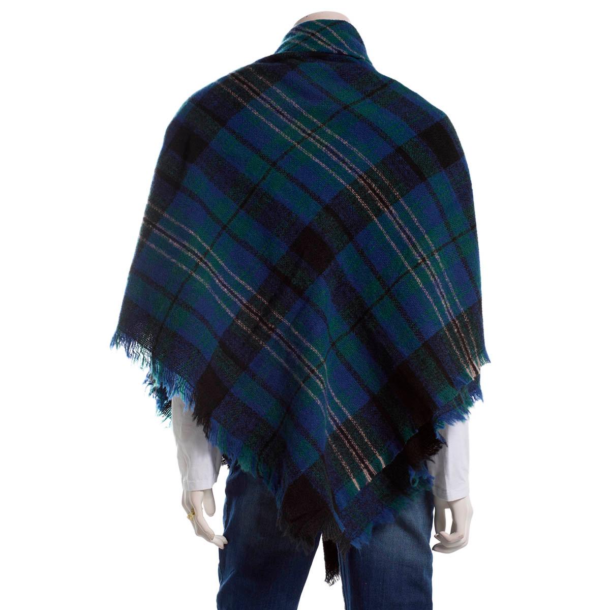 Womens Renshun Plaid  Toggle Fray Edges Cape - Blue
