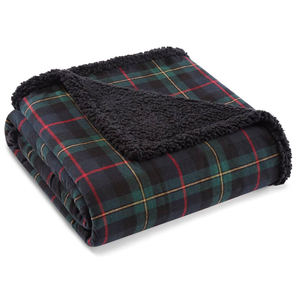 Eddie Bauer Mountain Pine Tartan Green Throw Blanket