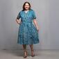 Plus Size 24/7 Comfort Apparel Teal Tie Waist Midi Dress - image 5