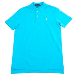 Long Gold Chain and Cross' Men's Pique Polo Shirt