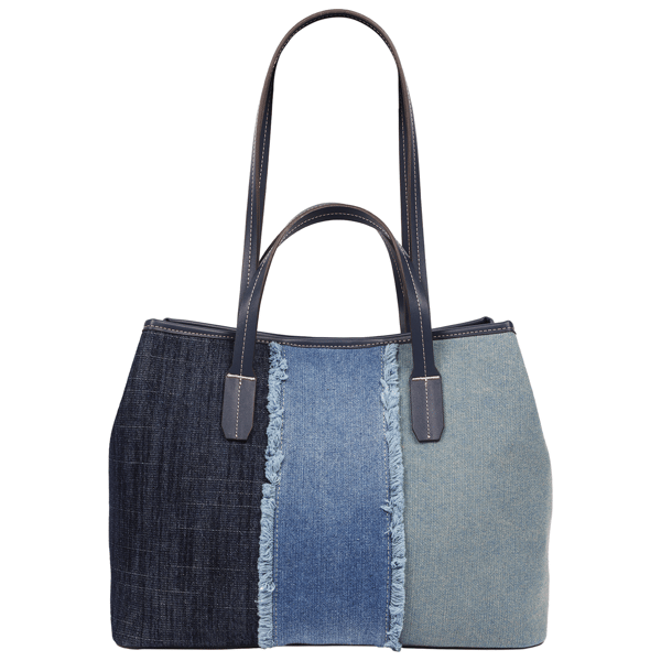 True Religion Frayed Denim Horseshoe Tote With Removable Wristlet