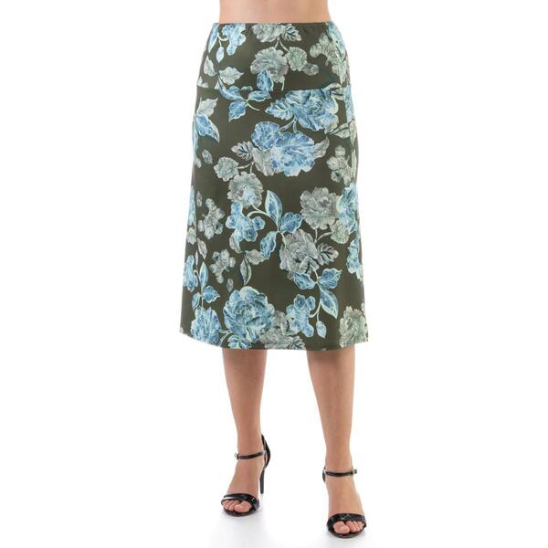 Womens 24/7 Comfort Apparel Floral Elastic Waist Skirt - image 