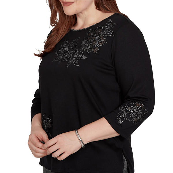 Womens Alfred Dunner Dinner Theater Shimmer Floral Embellished K - image 
