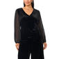 Plus Size MSK Long Sleeve V-Neck Mixed Media Blouse - image 3