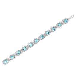 Haus of Brilliance Blue Topaz & 1/10ctw. Diamond Tennis Bracelet