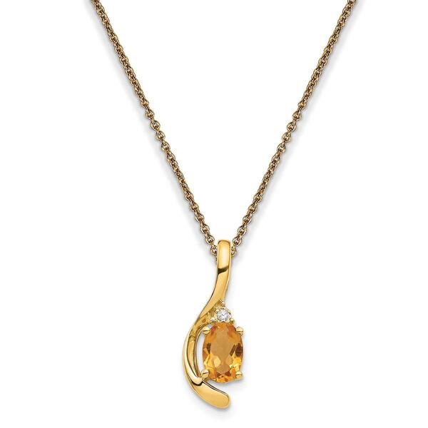 14k Yellow Gold Yellow Citrine Necklace - image 