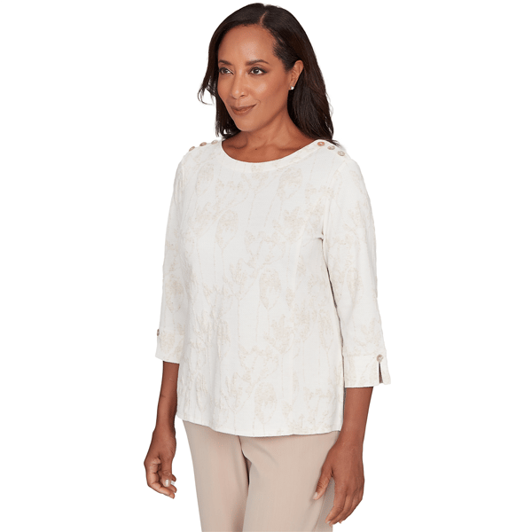 Petite Alfred Dunner Saratoga Springs Textured Floral Blouse