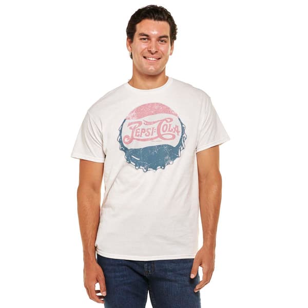 Young Mens Pepsi Cola Short Sleeve Graphic Tee - White