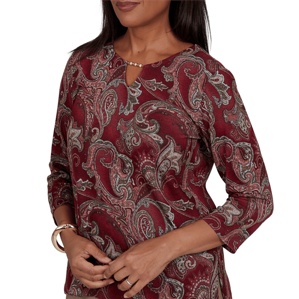 Womens Alfred Dunner Union Square 3/4 Sleeve Paisley Blouse
