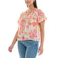 Womens Zac & Rachel Short Sleeve Smocked Tropical Blouse - image 3