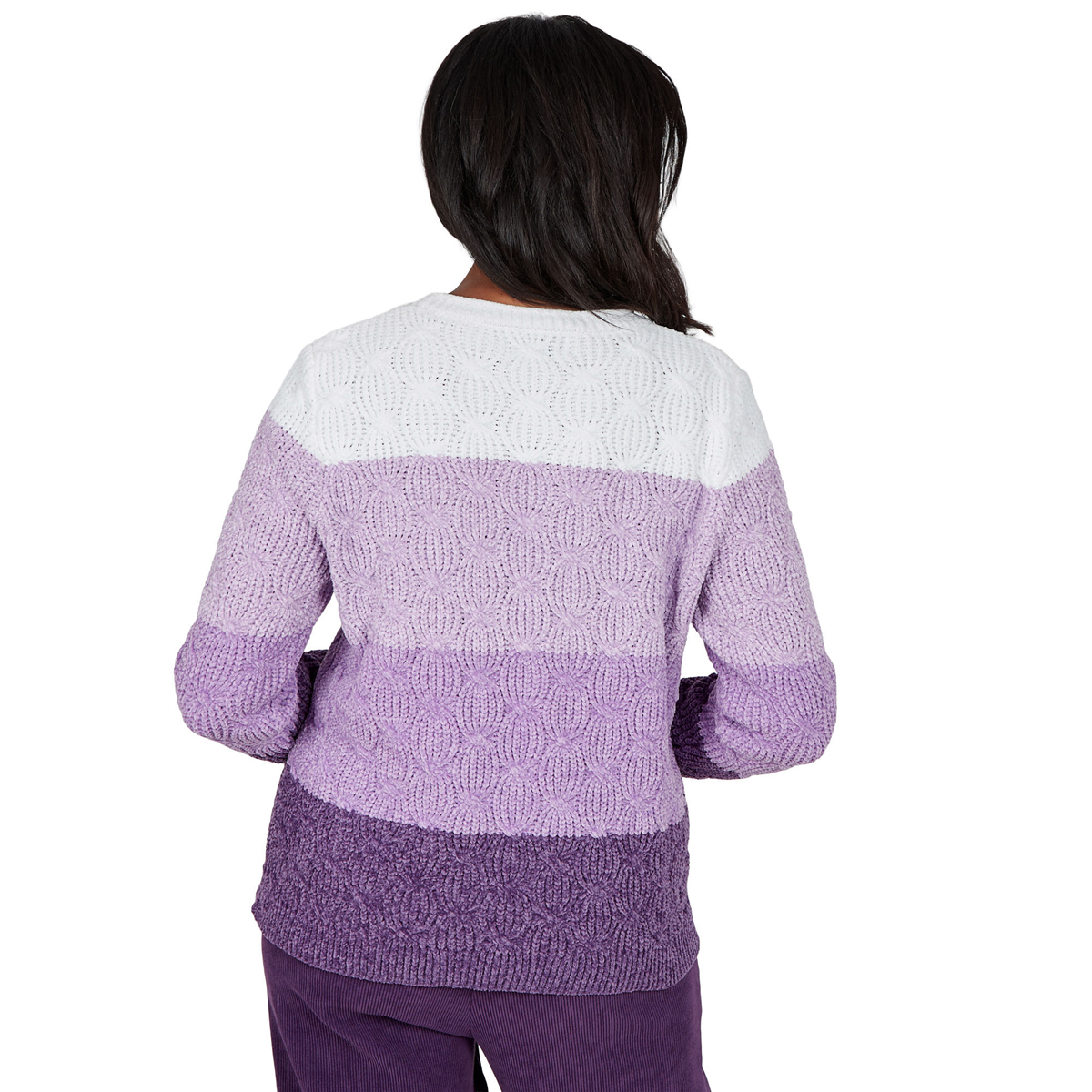 Womens Alfred Dunner Color Block Cable Chenille Sweater