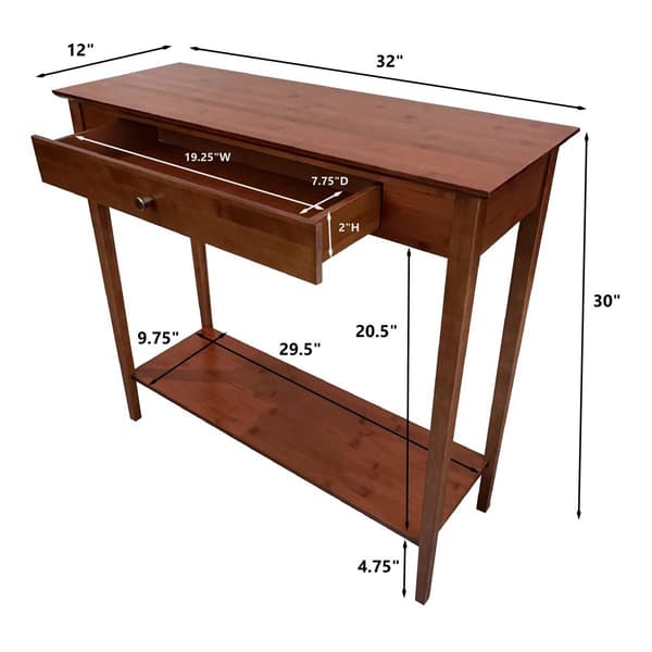 eccostyle&#8482; 2-Tier Solid Bamboo Console Table with Drawer