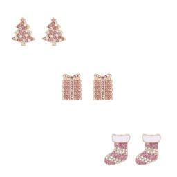 Multi Color Christmas Tree/Bow/Stockings Earring Trio