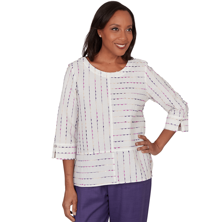 Womens Alfred Dunner Grand Bazaar Rainbow Stripe Blouse