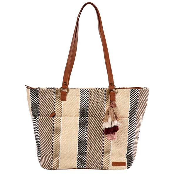 The Sak Banyan Medium Metro Tote Tobbaco Batik Woven