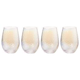 Circle Glass 18.5oz. Radiance White Stemless Wine Glasses Set
