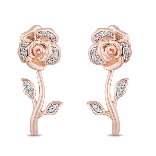 Enchanted by Disney 1/10ctw. Diamond Gold Plated Belle Earrings - image 
