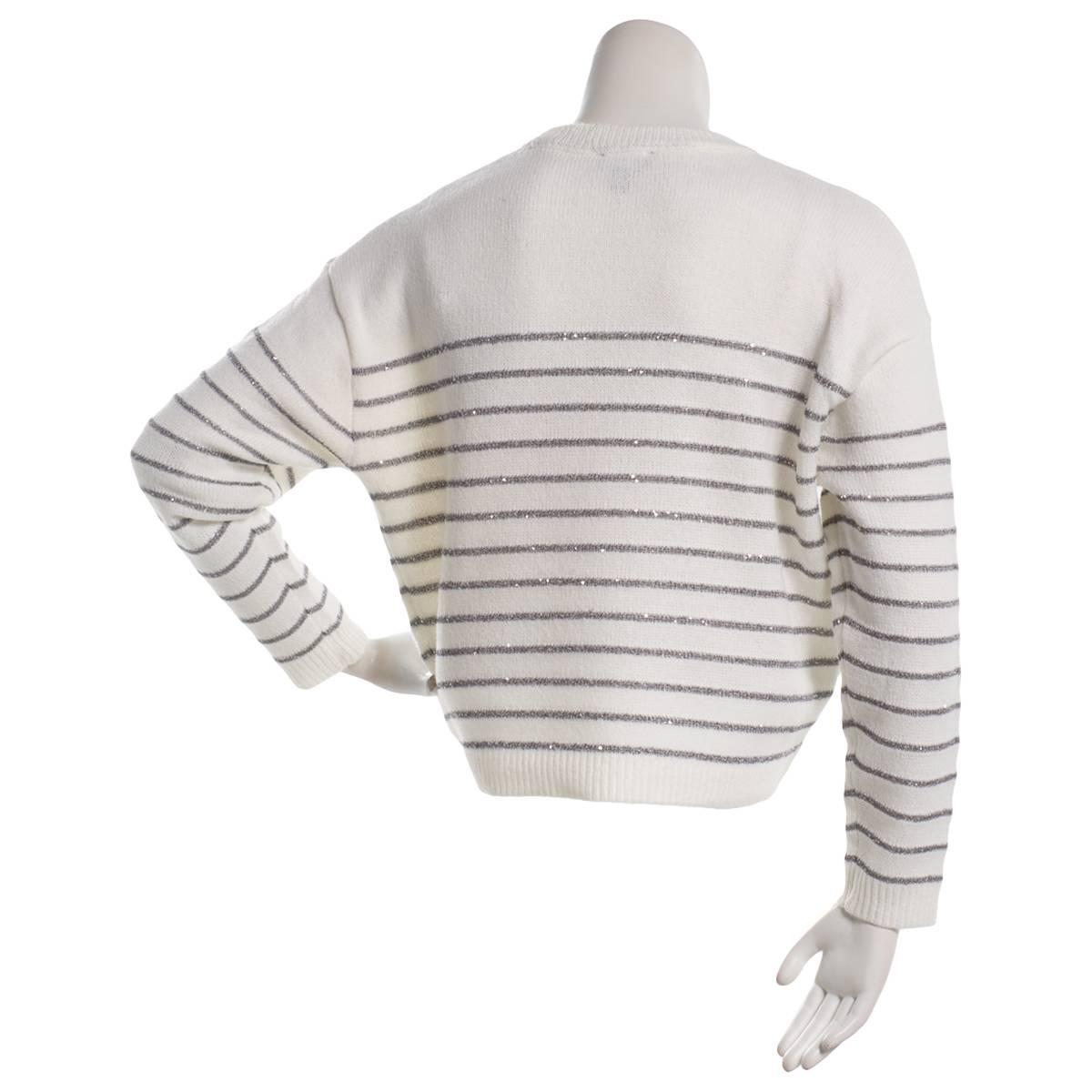 Juniors A. Byer Sequin Striped Drop Shoulder Sweater