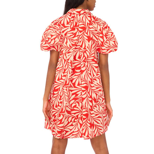 Womens MSK Short Sleeve Puff Sleeve Leaf Shift Dress