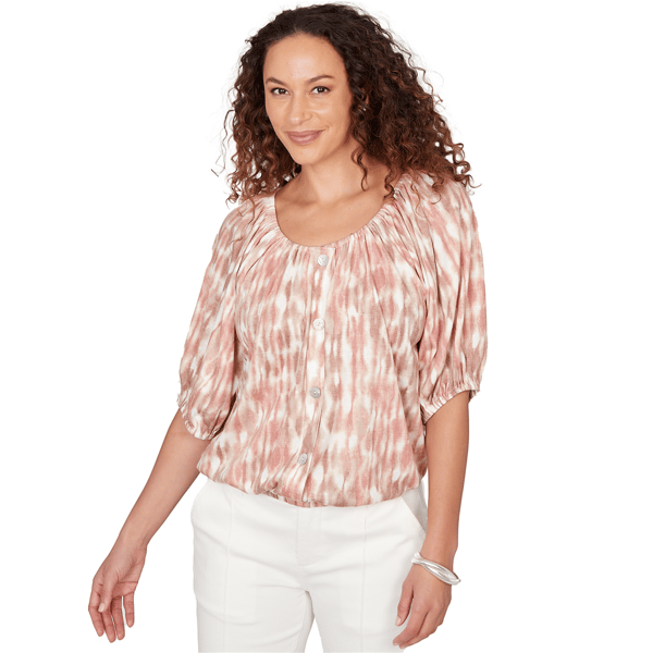Petite Skye’s the Limit Blooming Pastels Elbow Sleeve Blouse