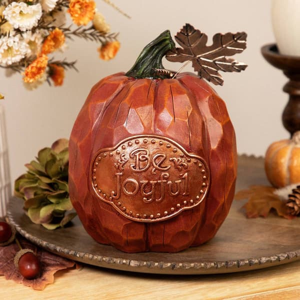 Northlight Seasonal Autumn Harvest "Be Joyful" Pumpkin Figurines