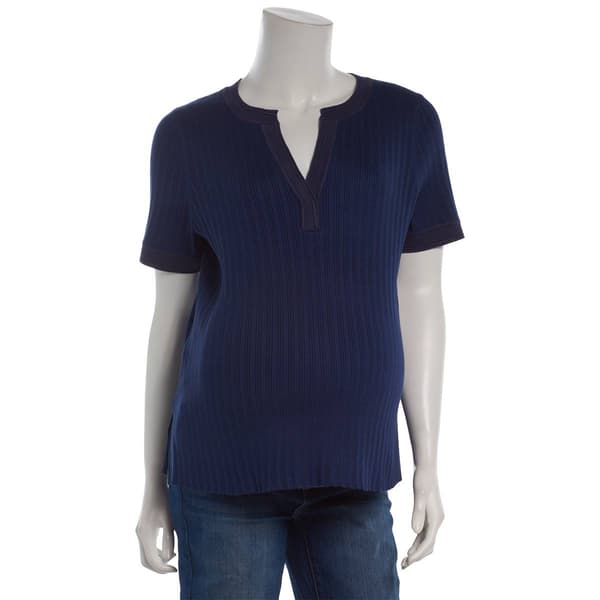 Womens aimee & coco Short Sleeve Ribbed Maternity Sweater - image 
