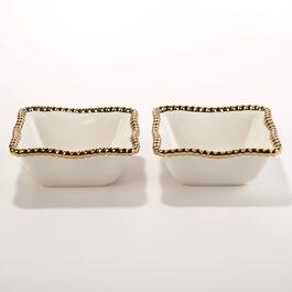Home Essentials 6in. White Square Gold Tidbit Bowl - Set of 2