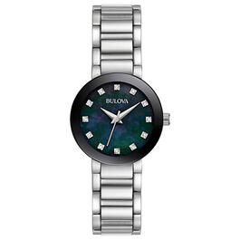 Womens Bulova Black Mother of Pearl Dial Watch - 96P172