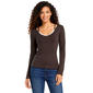 Juniors Hunter & Brown Long Sleeve Lace Trim Top - image 1
