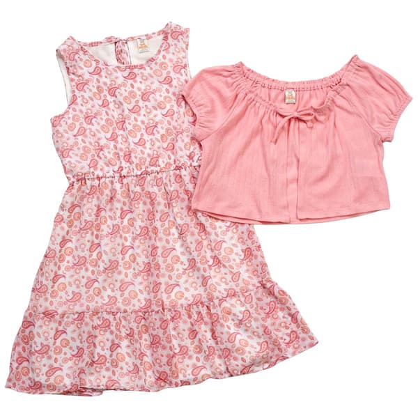 Girls (7-16) Sweet Butterfly Pointelle Cardigan w/ Paisley Dress