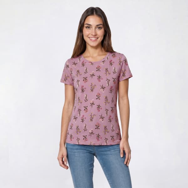 Womens Preswick & Moore(R) Short Sleeve Botanical Floral Tee - image 
