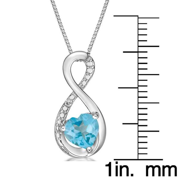 Mens Lynx Sterling Silver 6MM Heart Blue Topaz Infinity Pendant