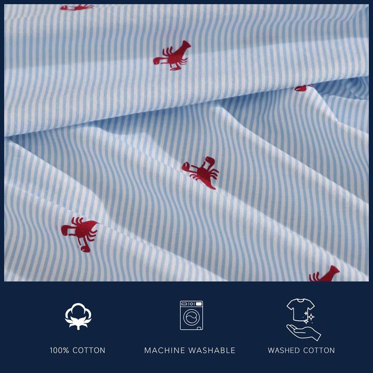 Nautica Lobster Walk Washed Percale Cotton Sheet Set