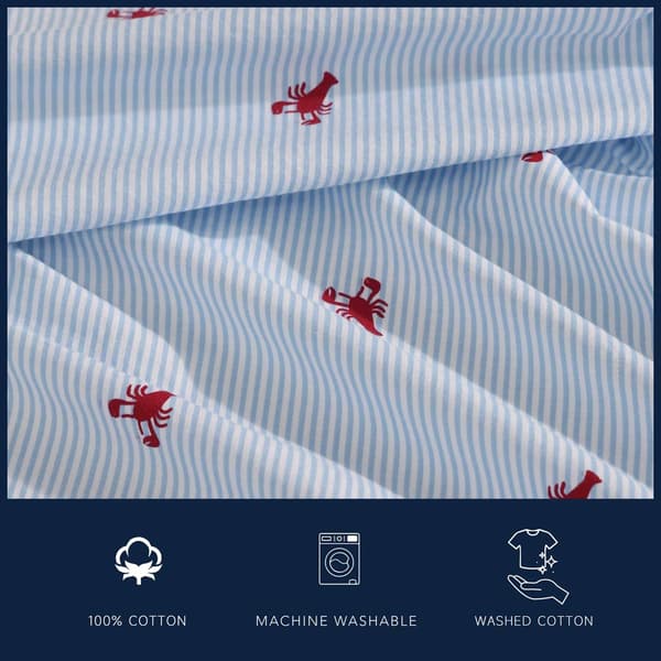 Nautica Lobster Walk Washed Percale Cotton Sheet Set