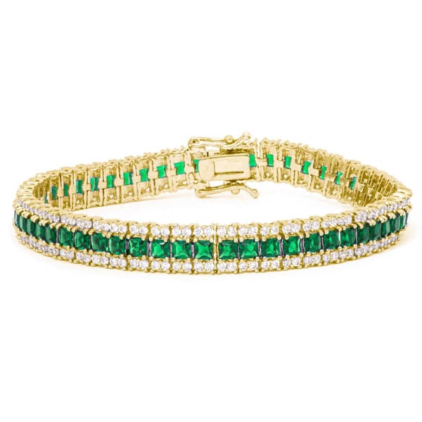 Gianni Argento Gold Plated Lab Emerald Tennis Line Bracelet - image 