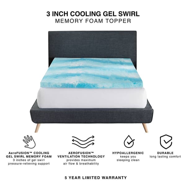 Bodipedic&#8482; 3in. Cooling Gel Swirl Memory Foam Mattress Topper