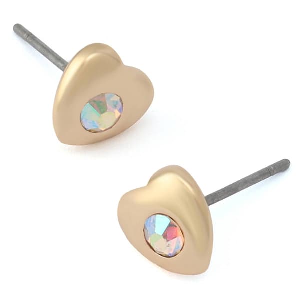 Betsey Johnson Glam Heart Stud Earrings
