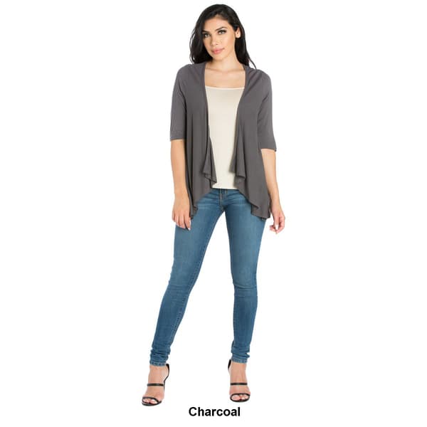 Womens 24/7 Comfort Apparel Elbow Length Sleeve Open Cardigan