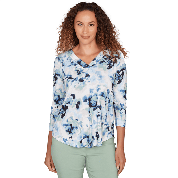 Womens Emaline Seabreeze Essence 3/4 Sleeve Top With Overlapped