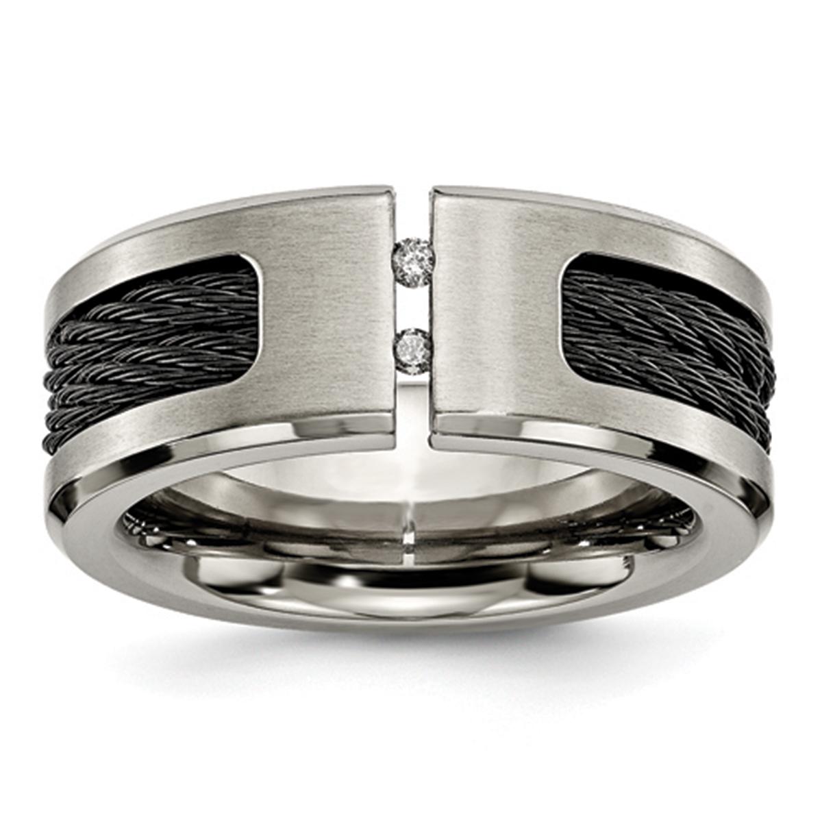 Mens Endless Affection™ 10mm Titanium Diamond Wedding Band
