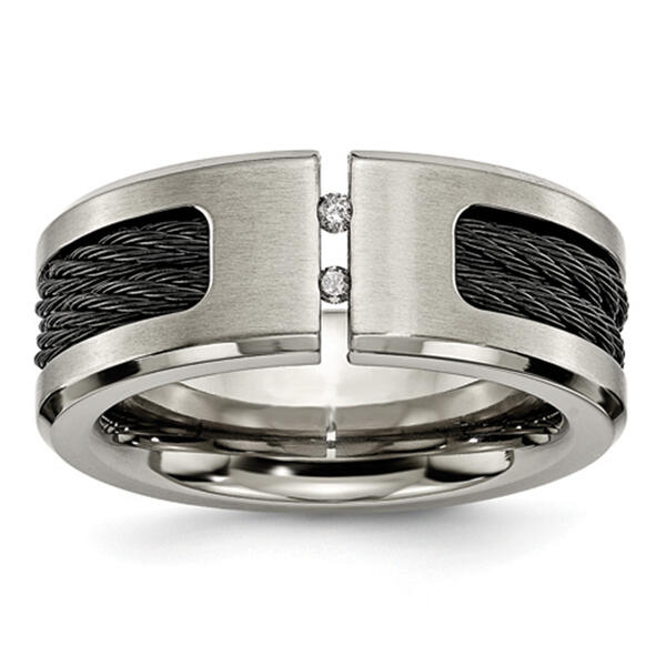 Mens Endless Affection&#40;tm&#41; 10mm Titanium Diamond Wedding Band - image 