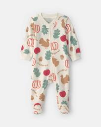 Baby Unisex (NB-9M) Thanksgiving 2-Way Zip Pajamas