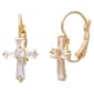 Freedom Nickel-Free Gold-Tone French Wire CZ Stone Cross Earrings - image 2