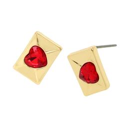 Betsey Johnson Envelope & Pave Heart Stud Earrings