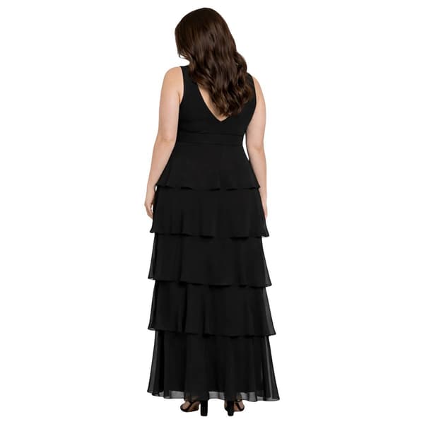 Plus Size R&M Richards Sleeveless Tier Beaded Trim Gown