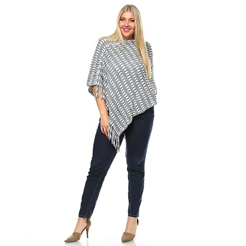 Plus Size White Mark Nixie Poncho Sweater - image 