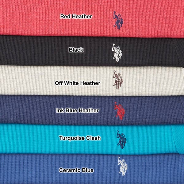 Mens U.S. Polo Assn.® Solid Crew Neck Waffle Knit Thermal