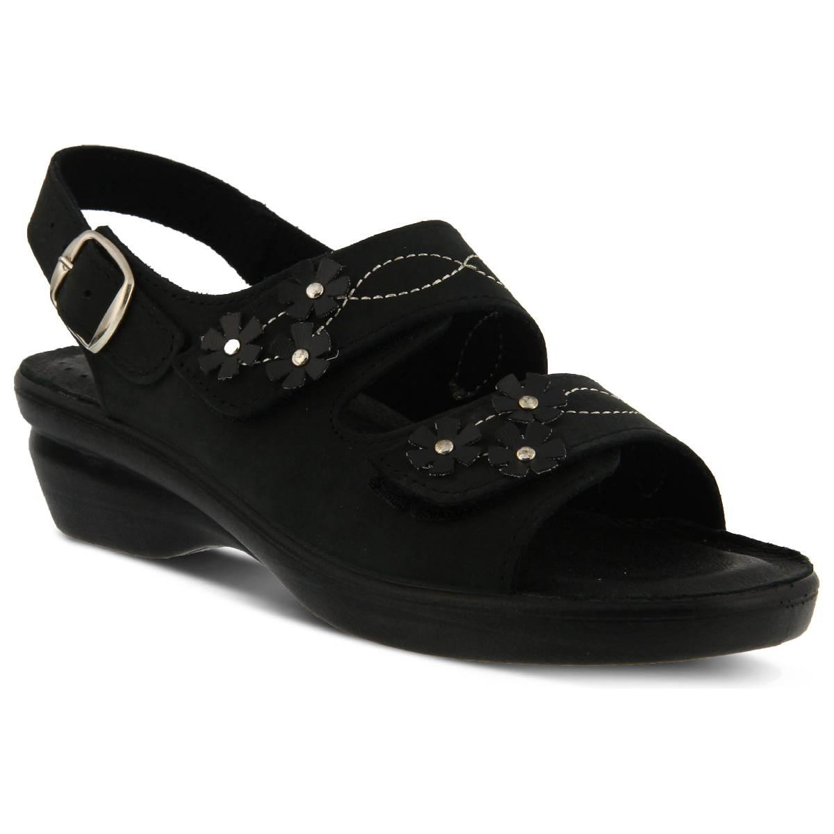 Womens Flexus® By Spring Step Ceri Wedge Sandals - Black